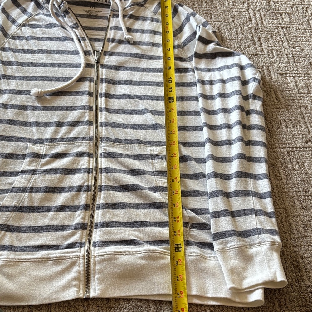Aeropostale Striped Zip-Up Hoodie - White & Blue/Grey. SZ L GUC. - Picture 4 of 5